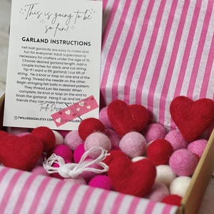 MAKE YOUR OWN! Red Valentines Garland! Kids Felt Craft Kit Gift Limited Edition Feb 2023 Limited Edition diy Felt Ball Garland