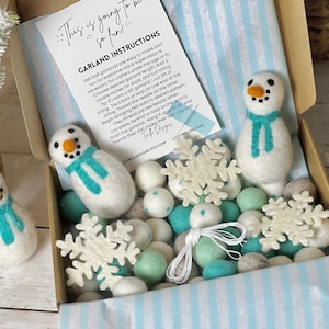 MAKE YOUR OWN! Snowman Garland! Kids Felt Ball Craft Kit Gift Limited Edition January 2024 Limited Edition diy Felt Ball Garland image 2