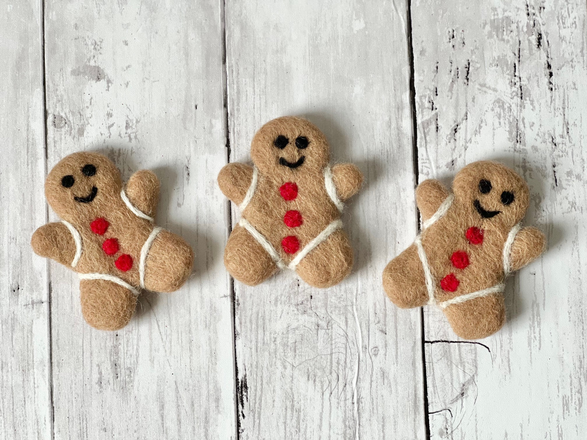 Gingerbread Felted Christmas Wool Shapes Felt Holiday Felt Shapes DIY ...