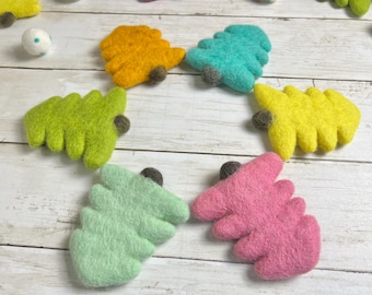 Felted Colorful Christmas Trees Wool Shapes Felt Holiday Felt Shapes DIY Christmas Tree Craft for Kids