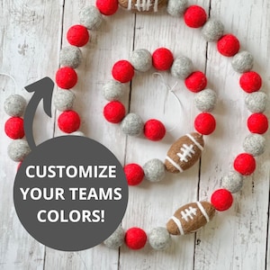 NCAA, NFL, High School Custom Colored Football Felt Ball Garland Decoration for Man Cave or Tailgate Decoration Family Decor for Mantel