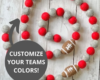 NCAA, NFL, High School Custom Colored Football Felt Ball Garland Decoration for Man Cave or Tailgate Decoration Family Decor for Mantel