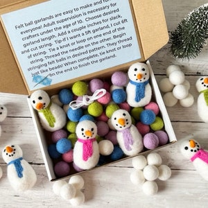 MAKE YOUR OWN! Snowman Garland! Kids Felt Ball Craft Kit Gift Limited Edition January 2024 Limited Edition diy Felt Ball Garland