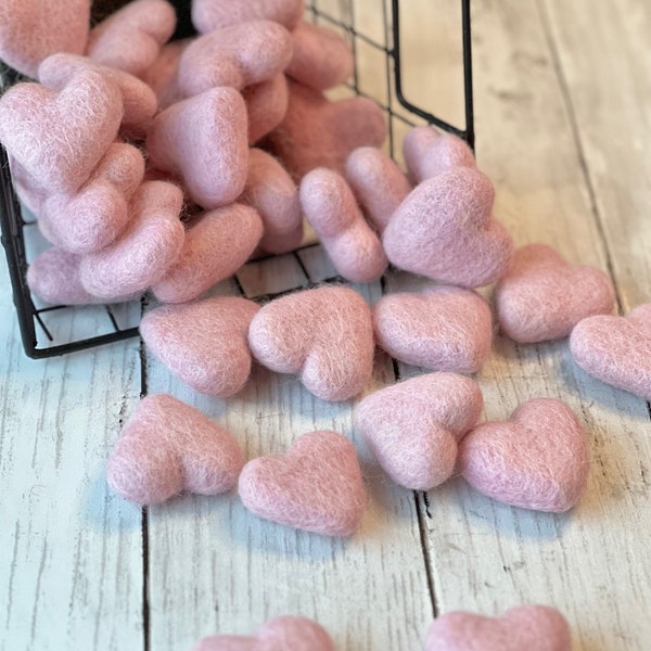 Light Pink Felt Hearts For Crafting DIY Garland Kit Pink Felted Heart Decoration Valentines Craft Little Kids Craft Kits DIY Garland Set