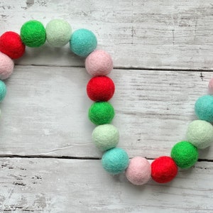 Fa La La Christmas Pom Pom Garland Brightly Colored Felt Ball Holiday Xmas Decor for Mantel Fun Cute Kids Christmas Garland