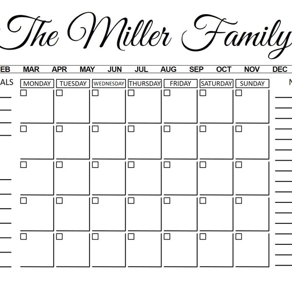 Acrylic Wall Family Calendar Etsy