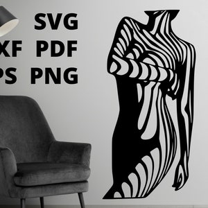 Female Torso Design - SVG, DXF, PNG, Eps, Pdf Files for Lasers, Cricut and Silhouette. Wall art, Instant Digital Download