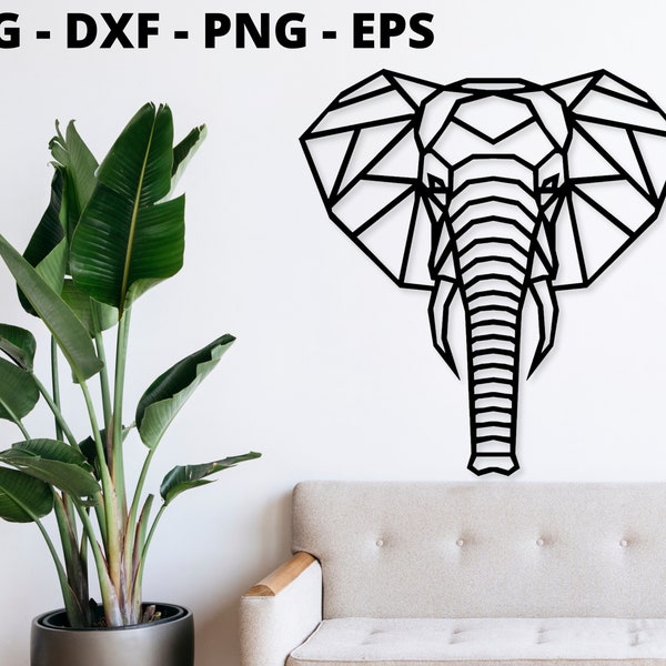 Geometric Elephant Wall Art - SVG - DXF - PNG - Eps