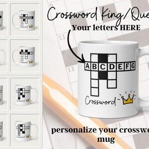 Personalized Crossword Queen Mug, Crossword King Mug, Gift for Crossword fan, Coffee Mug, Tea Mug, Custom Mug/Personalise your mug 11oz/15oz