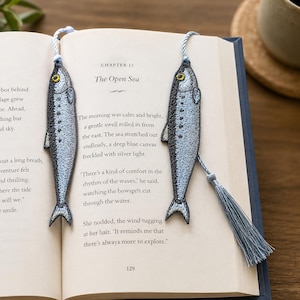 Embroidered Sardine Bookmark