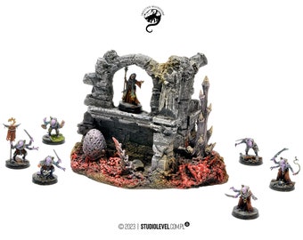 Swarm RUINED CORNER WINDOW | Alien Hive Terrain, Warhammer 40,000 Tyranid Scenery, 28-32mm Tabletop Sci-Fi Wargaming Ruins