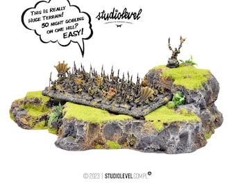 Huge Double STONE/GRASSY REGIMENT Hill | Wargames Terrain, Fully Painted Scenery, Tabletop Hills