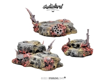 3x SWARM HILLS BOX | Warhammer40K Tyranids Terrain, WH40K Alien Landscape, 28-32mm Miniature Wargames, Tyranid Hive Scenery Set