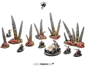 15x SWARM STALAGMITES BOX | Warhammer 40K Alien Hive Scenery, Tyranids Terrain, Miniature Wargame Spire Set, Dnd 28-32mm Scale Rocks