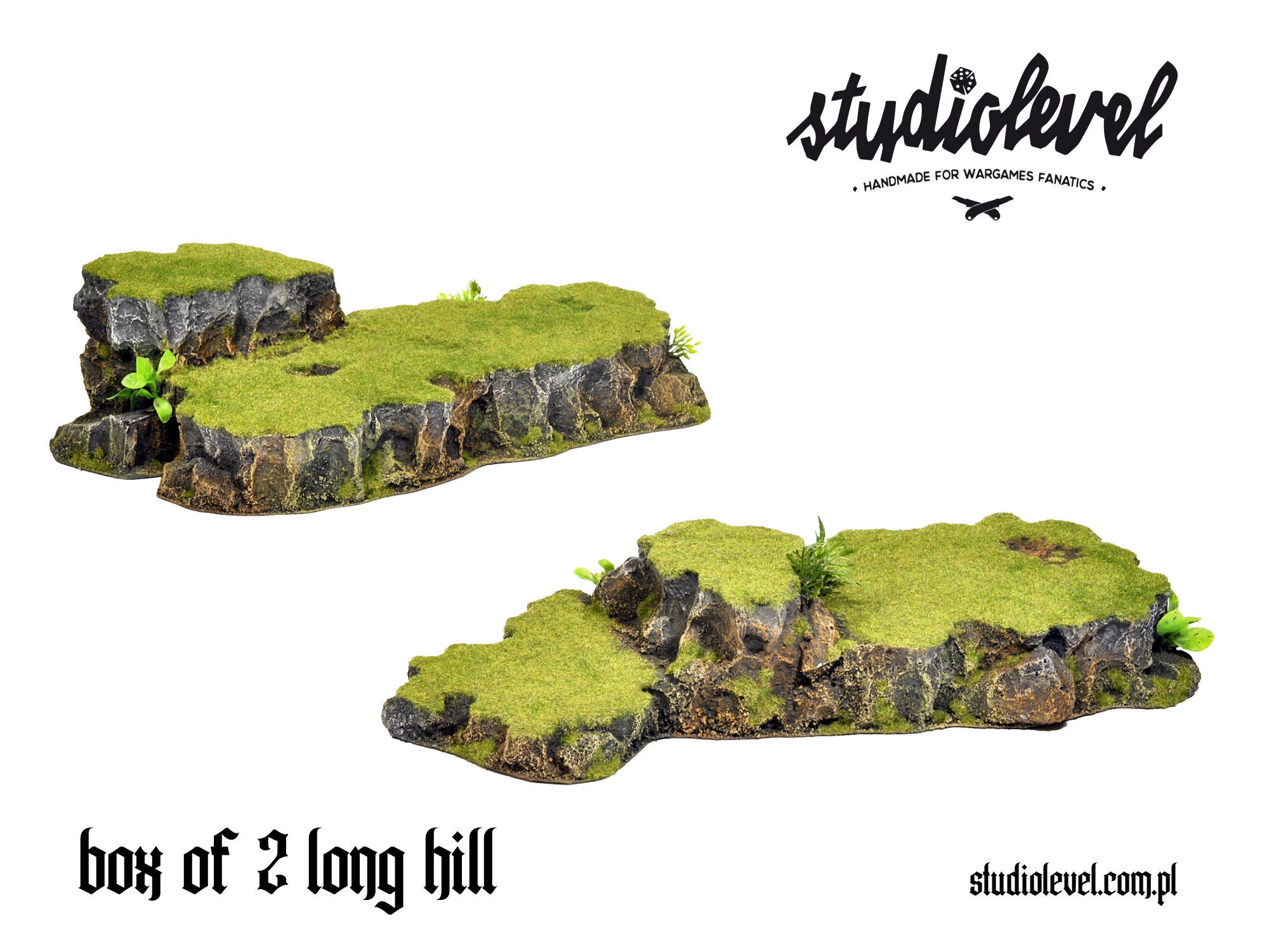 2x LONG GRASSY HILLS Box | Wargaming Terrain, Tabletop Scenery for