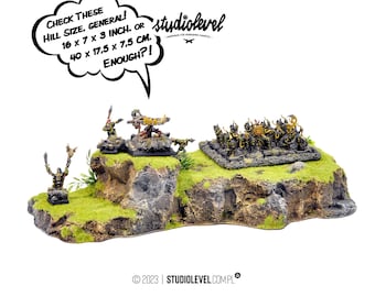 Triple STONE/GRASSY ARTILLERY Hill | Wargames Scenery, Flocked Wargaming Hills, Epic Tabletop Terrain