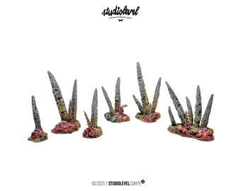 15x SWARM STALAGMITES BOX | Warhammer 40K Alien Hive Scenery, Tyranids Terrain, Miniature Wargame Spire Set, Dnd 28-32mm Scale Rocks