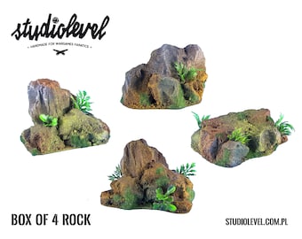 4x FOREST ROCKS BOX | Wargaming Terrain, 28mm, 32mm, Fully Painted, Fantasy Scenery for Warhammer, The Old World, Aos, Kow, Bolt Action, D&D