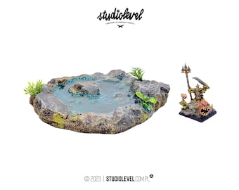 Round STONE/GRASSY POND | Lake Terrain, Fantasy Pool Scenery, Warhammer Puddle