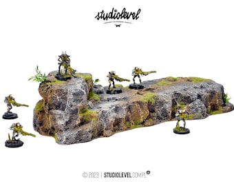 Large Double STONE/GRASSY ARCHERS Hill | Wargames Terrain Hills, Fully Painted Scenery, Tabletop Landscape