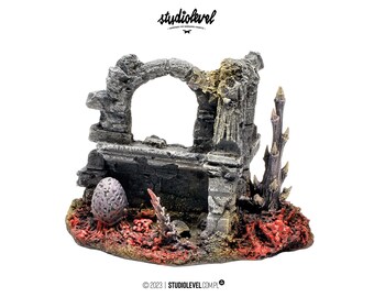Swarm RUINED CORNER WINDOW | Alien Hive Terrain, Warhammer 40,000 Tyranid Scenery, 28-32mm Tabletop Sci-Fi Wargaming Ruins