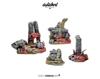 4x SWARM RUINS BOX | Warhammer 40K Tyranid Set, Alien Ruined Terrain for Miniature Wargaming, 28-32mm Scale Hive Scenery