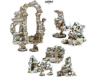 Ruined Winter Temple Terrain | Snow Temple Ruins, Warhammer Scenery for Wargamers, Tabletop Set
