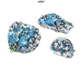 Frozen Ponds Set | Icy Rock Pool Terrain, Winter Wargaming Scenery