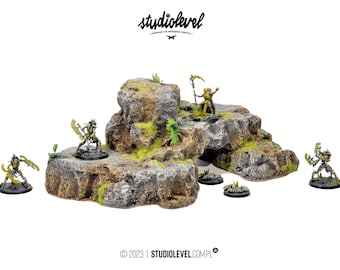 Mountain STONE/GRASSY MULTIPLE Hill | Wargaming Terrain, Fully Painted Scenery, Hills for Miniature Games