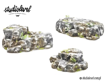 3x Painted Winter Terrain | 28mm/32mm Wargame Scenery, Snow Hills (Set of 3)