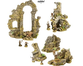 Forest Temple Ruins Set | Ruined Terrain for Tabletop Games, Wargaming Scenery
