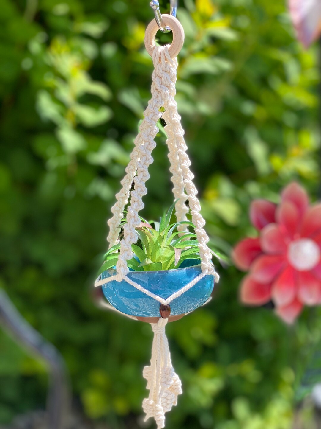 Macrame Plant Hanger, Rearview Mirror Plant Hanger, Mini Macrame