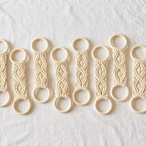 Macrame Kitchen Towel Holder with Customiazable Wood Ring Colors