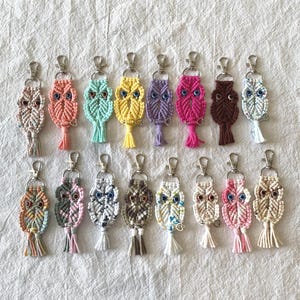 Evil Eye Macrame Owl Keychain: Boho Purse Accessory