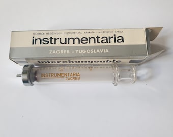 INSTRUMENTARIA Glass SYRINGE Mix RECORD Type Vintage Yugoslavia InterCHANGEABLE