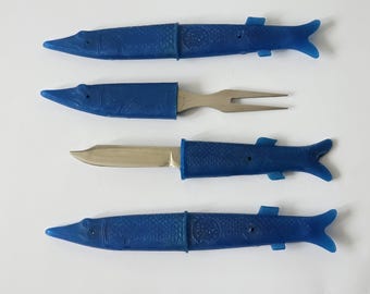 Camping Knife and Fork FISH Design SSSR Vintage COLLECTABLE Nerz