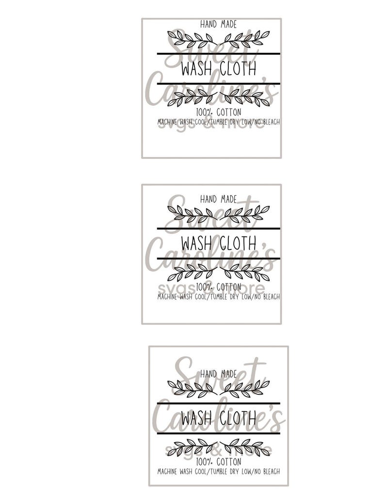 Dish Rag Label Printable Kitchen Crochet/knit Dishcloth Hot Pad Labels Digital ...