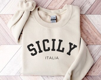 Bluza z kapturem Sycylia Europa Wakacyjna koszulka Włochy T-shirt Prezenty dla Nonny Koszulka z nadrukiem Sycylia Prezenty urodzinowe dla najlepszej przyjaciółki Kuzynki Wycieczka do Włoch Pamiątka