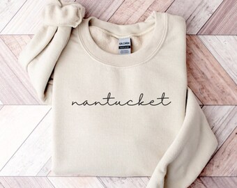 Sudadera Nantucket, sudadera retro de playa, regalos de Nantucket, camisa de club náutico, regalo de Massachusetts, cuello redondo de Nueva Inglaterra, idea de regalo para novia, atuendo Y2K