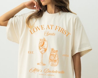 Love at First Spritz Aperol Spritz T Shirt Tropical Bach Merch Cancun Vacation Custom Bridal Party Crewneck Alcohol Lovers Customized bach