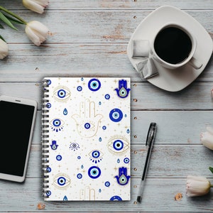 Evil Eye Notebook, Evil Eye Planner, Evil Eye Spiral Notebook, Blue Evil Eye Notebook, Evil Eye School Supplies, Evil Eye journal