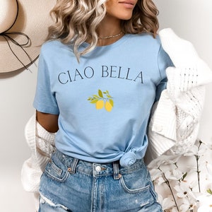 Camicia Ciao Bella, Camicia Ciao, T-shirt al limone, T-shirt al limone, Carina camicia al limone, T-shirt Ciao Bella, T-shirt italiana, T-shirt Ciao, T-shirt Ciao