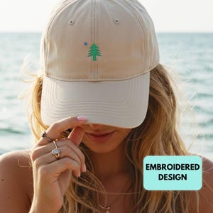 Maine Flag Hat Embroidered Maine Hat Pine Tree State Embroidery Designs Bar Harbor Bday Gifts for Friends New England Sweats US Cap Cute
