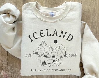 Iceland Sweatshirt Land of Fire and Ice Europe Vacation Tshirt Icelandic Souvenirs Reykjavik Shirt Bday Gifts for Friends Fall Ts Cute Top