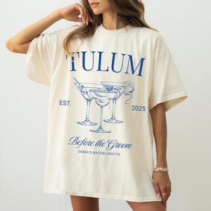 Tulum Före Brudgummen Anpassade Bröllopsfestartiklar Marg T-shirt Sista Toast på kusten Flickhelg Swag Cool brudtärnepresent Alternativ brud Y2K T-shirt