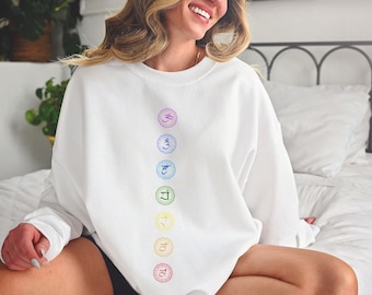 Chakra Sweatshirt, 7 Chakras tshirt,Mystical hoodies, Boho Sweatshirt, Spiritual Meditation, Trust the Universe, Chakra hoodie, Chakra Shirt