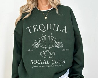 Tequila Sweatshirt Aperitivo Social Club  Alcohol Lovers Cheers Sweater Comfy Oversized Hoodie Funny Tequila Shirt Liquor Gifts GF Tee Y2K T