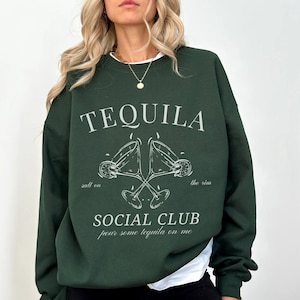 Tequila Sweatshirt Aperitivo Social Club  Alcohol Lovers Cheers Sweater Comfy Oversized Hoodie Funny Tequila Shirt Liquor Gifts GF Tee Y2K T
