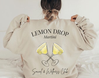 Felpa Lemon Drop Martini Maglietta Tini Time Maglie girocollo alcoliche Social Club Sweat Day Drinking Squad Regali di compleanno per amici Booze Crew Y2K T