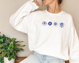Evil Eye Sweatshirt, Aesthetic Clothes, Graphics Tee, Yogi Girl, Spiritual Ts, Inexpensive Gifts for Women, Viral Tik Tok Bestseller, Eyes T